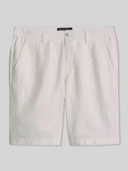Szorty o kroju regular fit z czystego lnu model RESO JOGGER' Marc O'polo białe