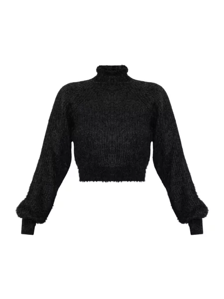 Krótki sweter z golfem Max Mara wełniany do golfa czarny