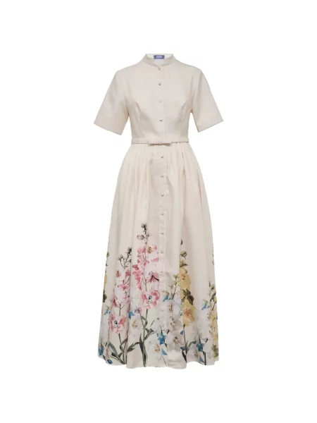 Rochie midi Leo Lin cu model floral cu imagine alb