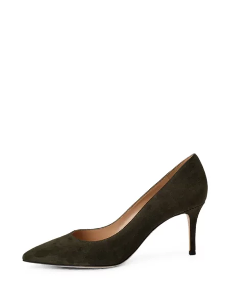 Pantofi cu toc Gianvito Rossi din piele de căprioară verde