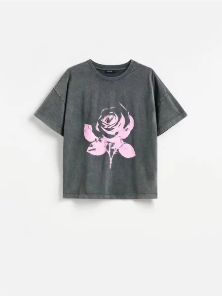 Reserved Tricou cu imprimeu gri-închis gri