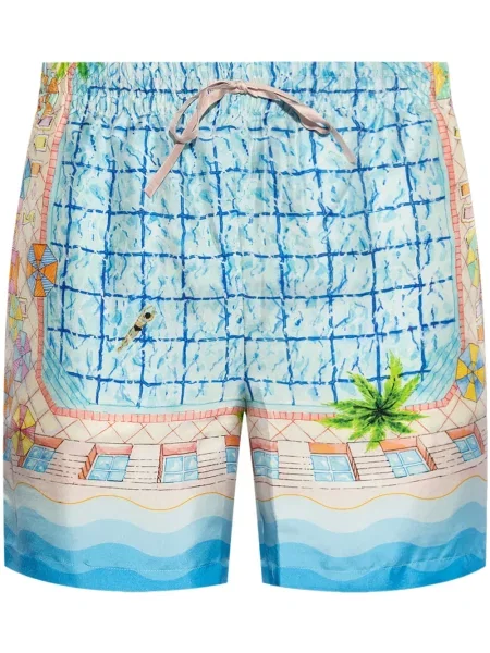 Pantaloni scurți Casablanca de mătase albastru