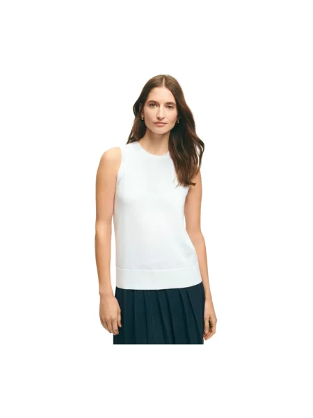 Top Brooks Brothers z dżerseju biały
