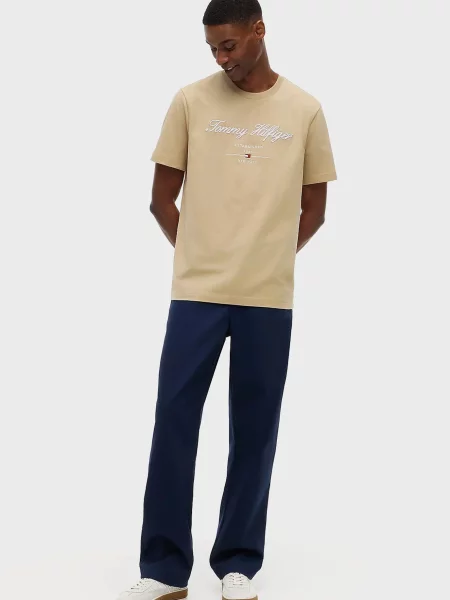 Футболка Tommy Hilfiger с лого бежевая