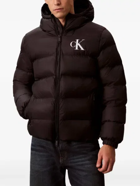 Geacă cu puf Calvin Klein cu imagine negru
