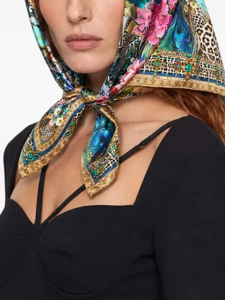 Fular Camilla cu imagine verde