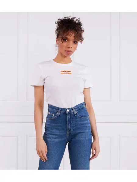 Calvin Klein Jeans Póló STRIPE LOGO fehér