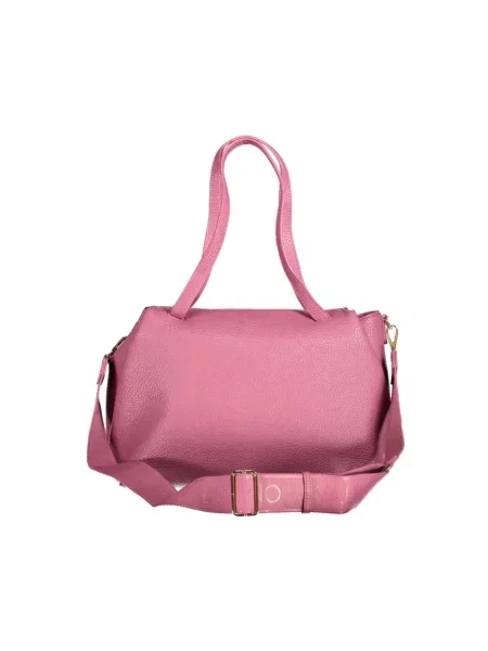 Lniana shopperka Valentino By Mario Valentino różowa