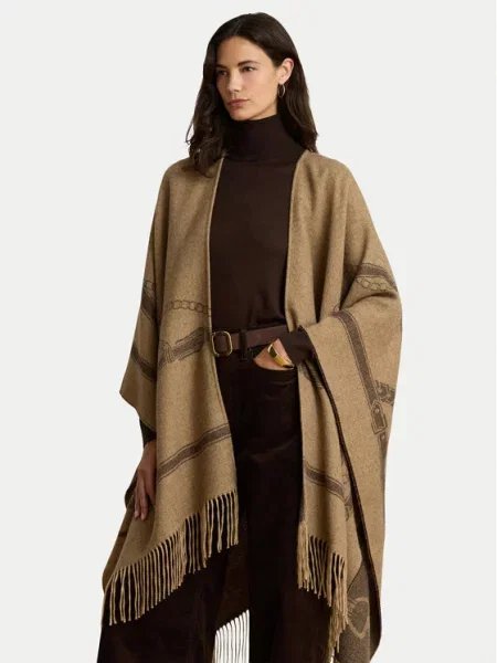 LAUREN RALPH LAUREN Pončo Svetlo rjava siva