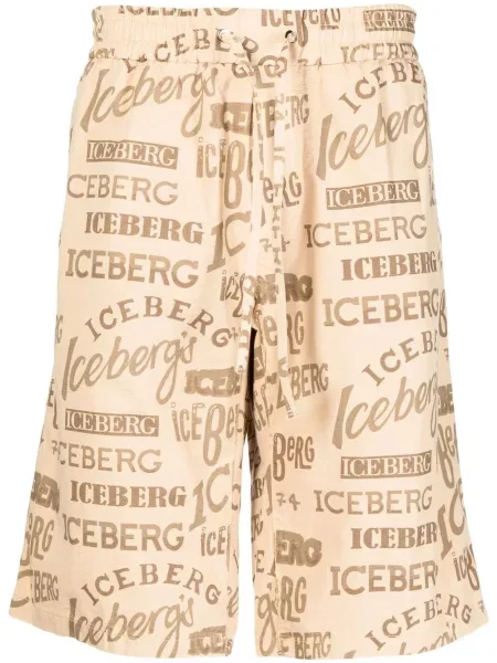Pantaloni scurți Iceberg cu imagine maro