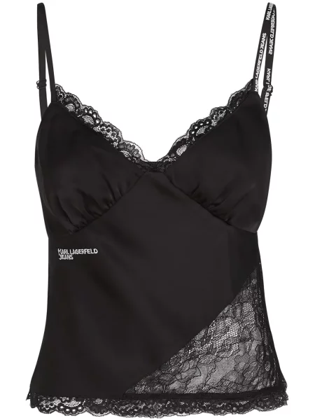 Top Karl Lagerfeld Jeans cu broderie negru