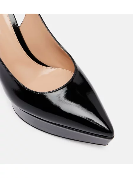 Pantofi cu toc Gianvito Rossi din piele cu platformă de lac negru