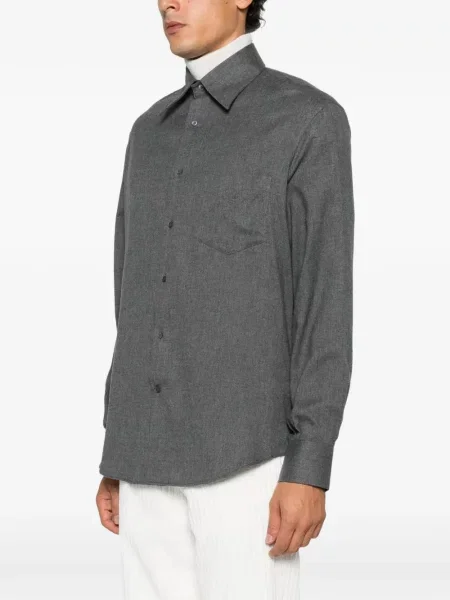 Cămașă Brunello Cucinelli cu model herringbone gri