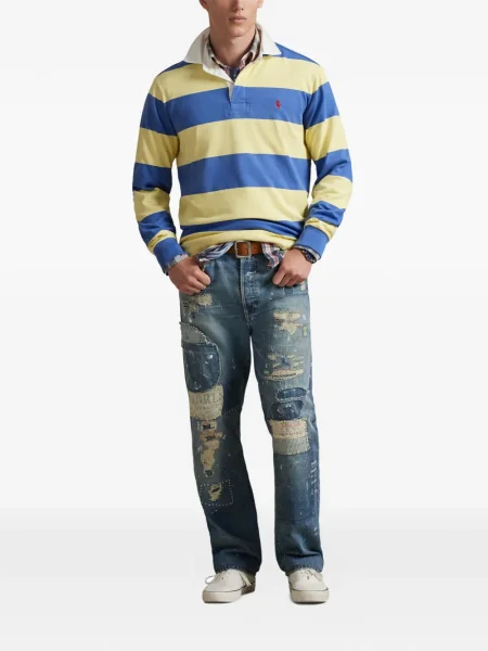 Ριγέ δερμάτινος κάλτσες Polo Ralph Lauren με κορδόνι μαύρο
