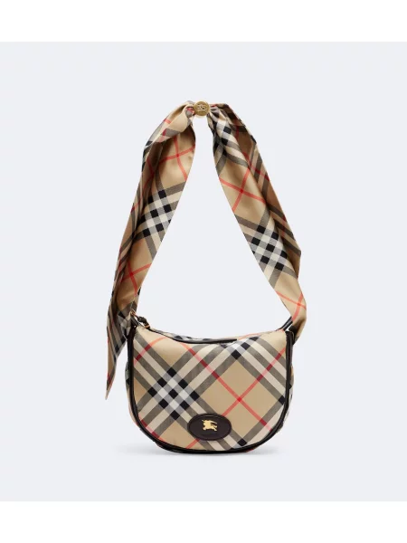 Geantă Burberry de mătase în carouri bej