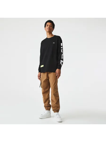 Lacoste Luźny Krój Koszulki Z Nadrukiem Lacoste czarna
