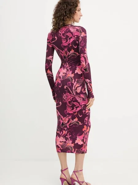 Versace Jeans Couture sukienka midi dopasowana bordowy