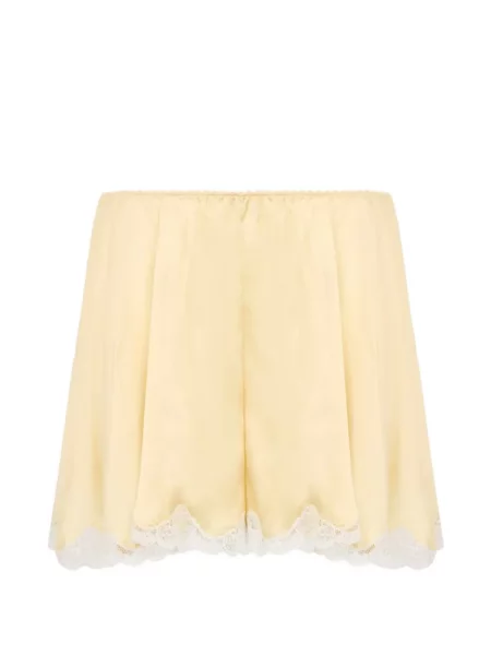 Pantaloni scurți Chloé din dantelă galben