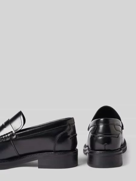 Loafersy z naturalnej skóry bydlęcej model BOBBY' Selected czarne