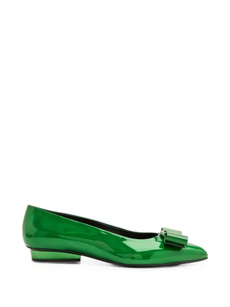 Pantofi cu toc Ferragamo cu funde verde