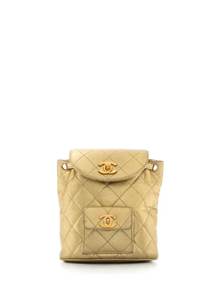 Stahovací šňůrka batoh Chanel Pre-owned zlatý