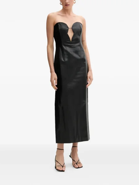 Rochie midi Bardot până la genunchi de costum negru