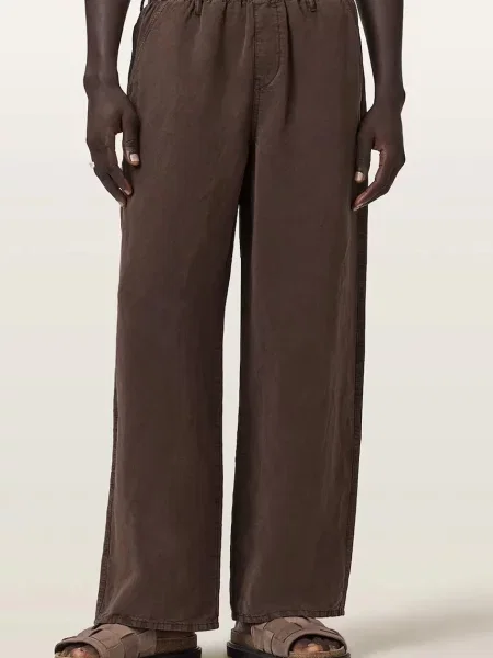 AllSaints pantaloni pentru bărbați cu amestec de in KORTEN maro