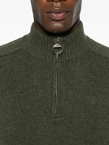 Pulover Barbour de lână de jumătate de fermoar verde