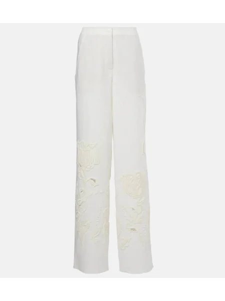 Pantaloni Dorothee Schumacher cu broderie de in alb