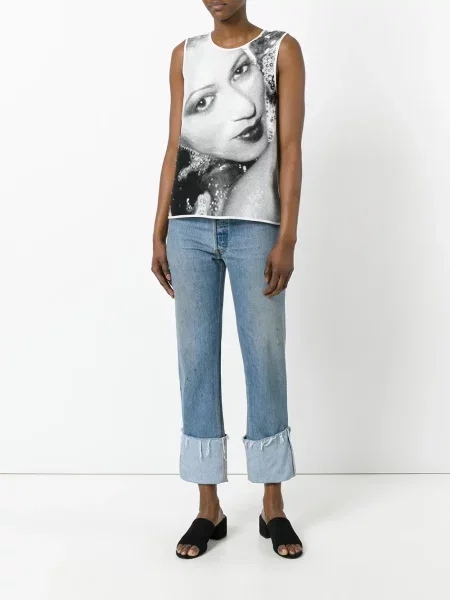 Top Kenzo cu imagine clasic alb