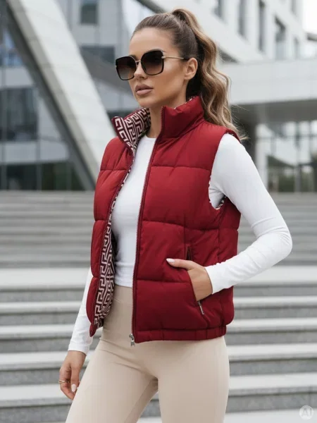 Kamizelka pikowana URBANELLE bordowa Dstreet