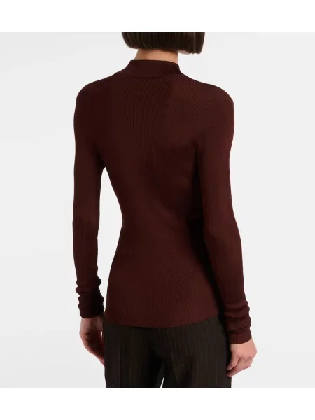 Pulover Saint Laurent de mătase maro