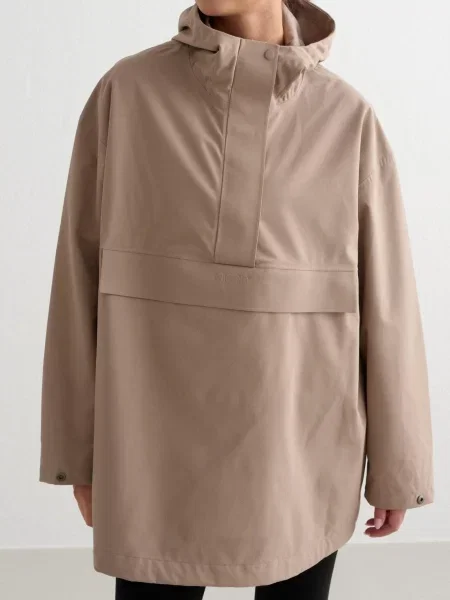 Anorak wodoodporny oversize'owy z półzamkiem espresso beżowa