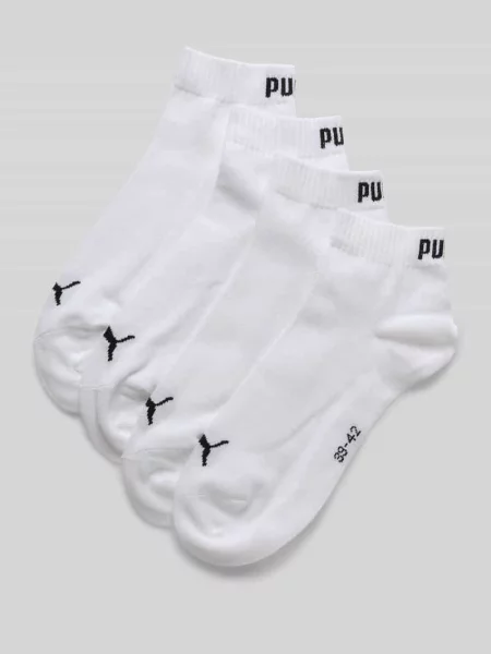 Skarpety do sneakersów z logo w zestaw 4 szt. Puma białe