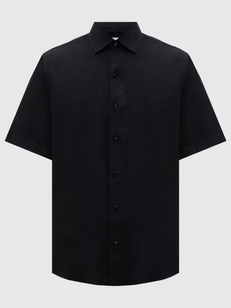 Сорочка з льону з логотипом Agnona чорна