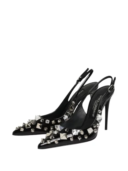 Sandale Dolce & Gabbana din piele cu tepi slingback negru