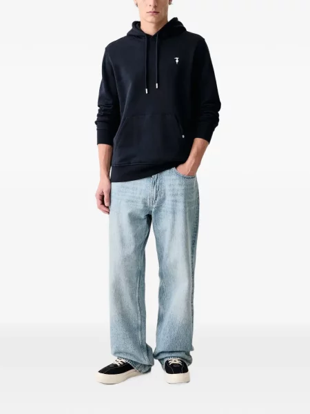 Суичър с качулка Trussardi бродиран с връзки синьо
