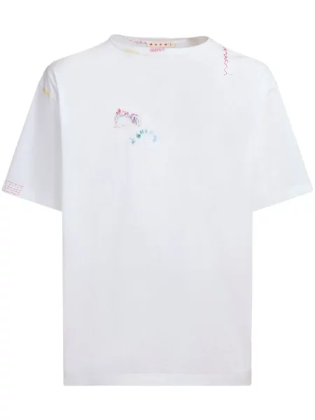 Tričko Marni s výšivkou bílé