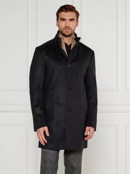 Joop! De lână palton 17 cu adaos de cașmir gri