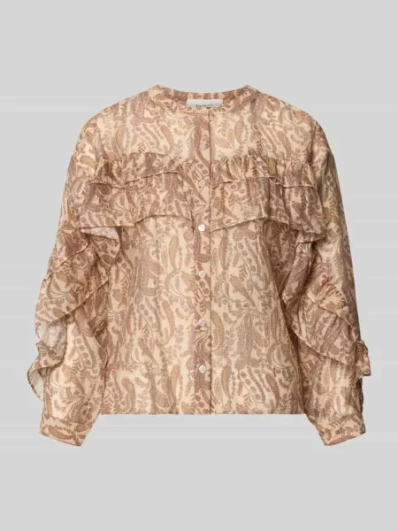 Bluzka o kroju regular fit z falbanami model TUNELLA' Bash beżowa