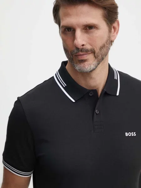 Tricou polo Boss Green negru