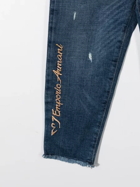 Jeansy straight leg dziecięce Emporio Armani niebieskie