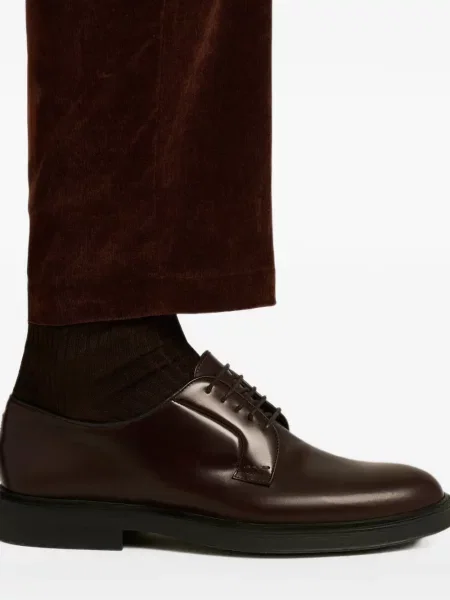 Pantofi derby Kiton cu șireturi din piele roșu
