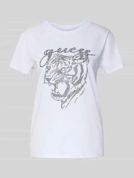T-shirt z nadrukiem z motywem model ‘TIGER FACE’ Guess biała