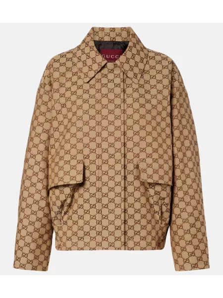 Kurtka skórzana Gucci beżowa