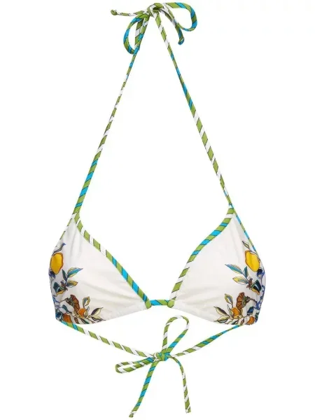 Bikini La Doublej cu model floral cu imagine cu gât halter alb