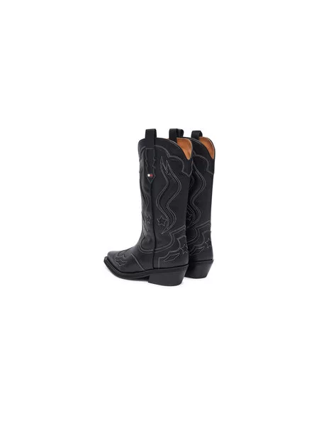 Western csizmák Tommy Jeans Archive Cowboy Boot Leather fekete
