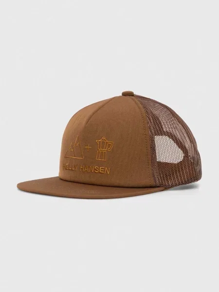 Helly Hansen czapka z daszkiem zielony z aplikacją brązowa