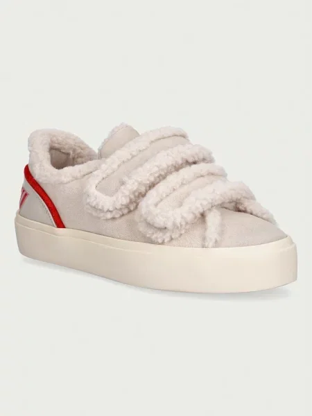 Inuikii Lila Shearling Low Velcro sneakers pentru femei din piele întoarsă bej