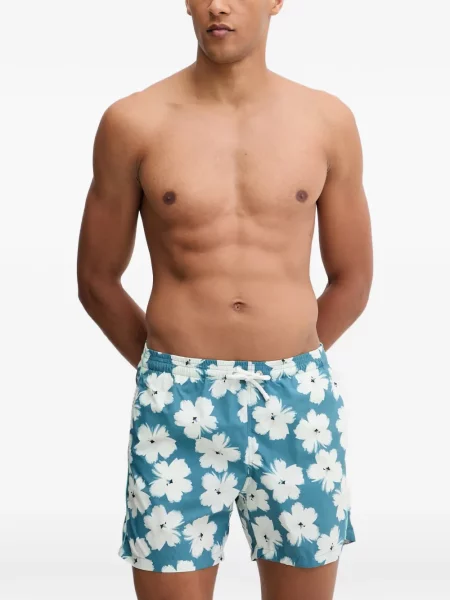 Slip de baie Banana Moon cu model floral cu imagine albastru